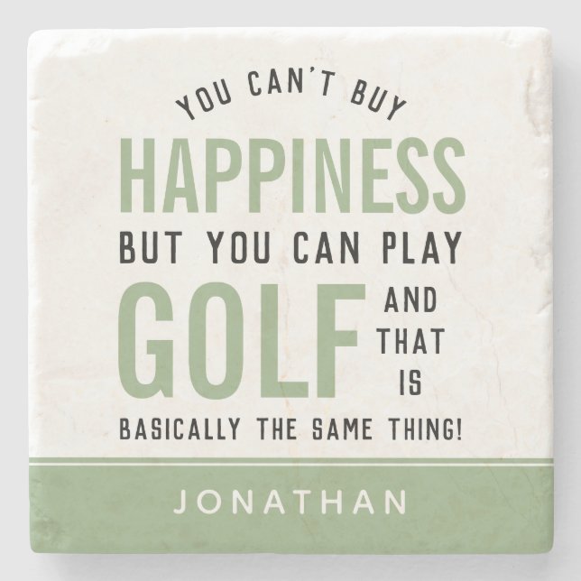 Dessous-de-verre En Pierre Golf est le bonheur Funny Golf Lover cadeaux (Devant)