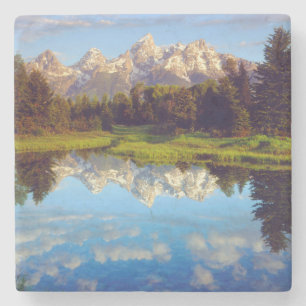 Dessous-de-verre En Pierre Grand Tetons se reflétant dans la rivière Snake