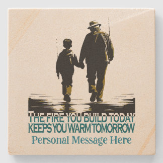 Dessous-de-verre En Pierre Grandfather and Grandson Headed for Fishing 