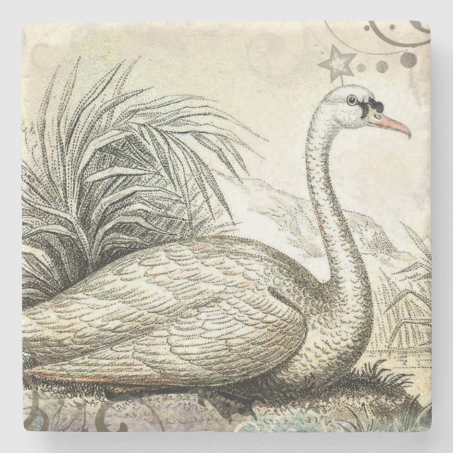 Dessous-de-verre En Pierre Graphique de cygne (Devant)