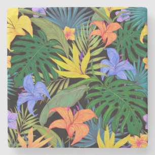Dessous-de-verre En Pierre Graphique de fleur d'Aloha de Hawaii tropical