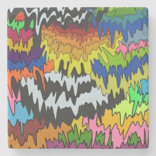 Dessous-de-verre En Pierre Gras Abstrait Colorful Liquid Drip Retro Wavy