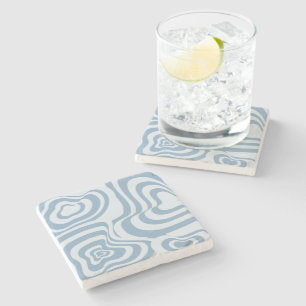 Dessous-de-verre En Pierre Gras Abstrait Marbre Bleu Wavy Stripe Ressort rétr