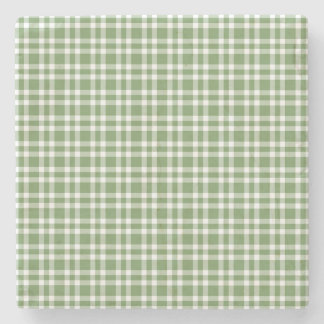 Dessous-de-verre En Pierre Green White Plaid Pattern