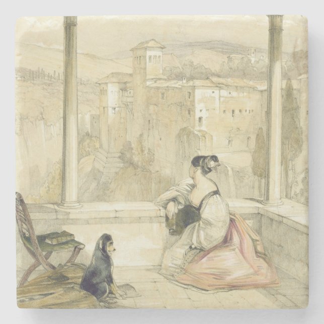 Dessous-de-verre En Pierre Grenade (Alhambra), plaquent 9 des 'croquis de (Devant)