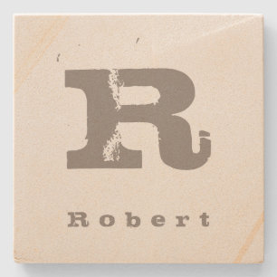 Dessous-de-verre En Pierre Grès initial de monogramme de conception moderne