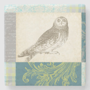 Dessous-de-verre En Pierre Grey Owl sur Arrière - plan Motif