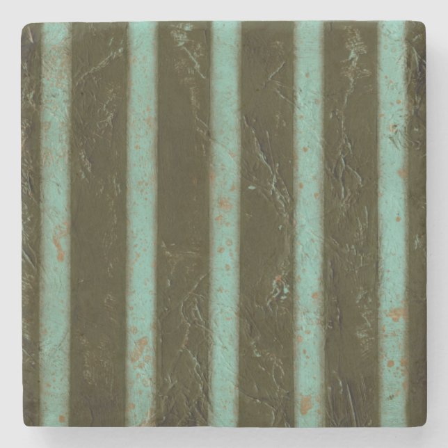 Dessous-de-verre En Pierre Grille contemporaine d'air de turquoise (Devant)