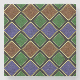 Dessous-de-verre En Pierre Grille Diamant Arlequin : Harmonie Texturée