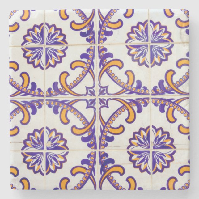 Dessous-de-verre En Pierre Gros plan motif de carreaux, Portugal (Devant)