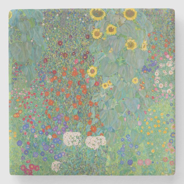 Dessous-de-verre En Pierre Gustav Klimt - Jardin de campagne avec tournesols (Devant)