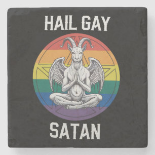 Dessous-de-verre En Pierre Hail Gay Satan Funny Goth Gothique Goat LGBTQ