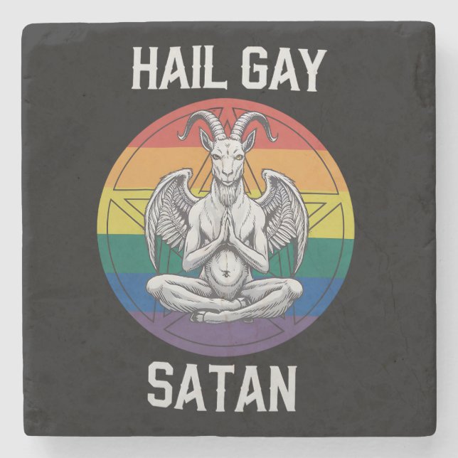 Dessous-de-verre En Pierre Hail Gay Satan Funny Goth Gothique Goat LGBTQ (Devant)