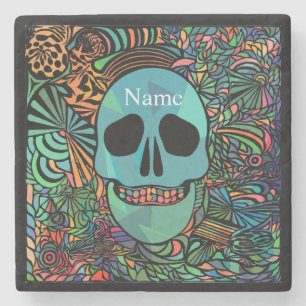 Dessous-de-verre En Pierre Halloween Hippie Skull Thunder_cove