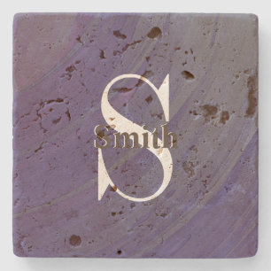 Dessous-de-verre En Pierre HAMbyWG Monogramme Travertine en détresse