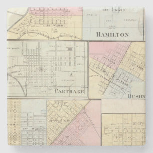 Dessous-de-verre En Pierre Hamilton, Carthage, Bushnell, Lincoln et LaHarpe