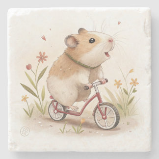 Dessous-de-verre En Pierre Hamster En Vélo