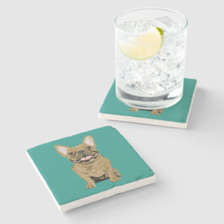 Dessous-de-verre En Pierre Happy birthday - Tan French Bulldog