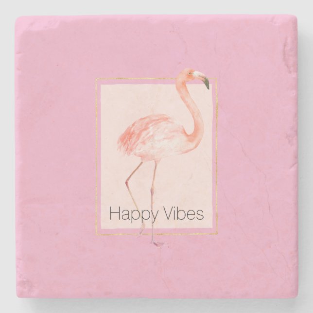 Dessous-de-verre En Pierre Happy Chic Pink Flamingo (Devant)