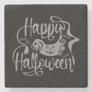 Dessous-de-verre En Pierre Happy Halloween chauves-souris Jack-o'-lantern