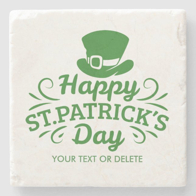 Dessous-de-verre En Pierre Happy Jour de la Saint Patrick Leprechaun Casquett (Devant)