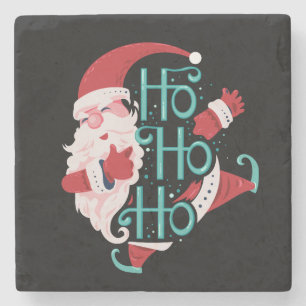 Dessous-de-verre En Pierre happy santa claus saut et souriant dire ho ho ho h