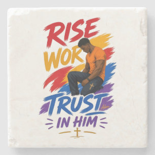 Dessous-de-verre En Pierre Haut graphique pour femmes « Rise Work Trust In Hi