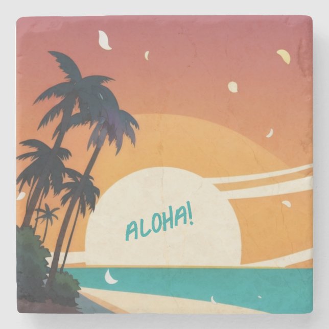 Dessous-de-verre En Pierre Hawaiian/Aloha/Tropical/plage (Devant)