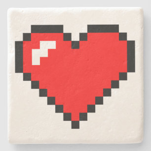 Dessous-de-verre En Pierre Heart Thief 8 Bits Pixel Art - Funny Geeky Gamer