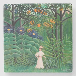 Dessous-de-verre En Pierre Henri Rousseau - Une femme marche dans une forêt e