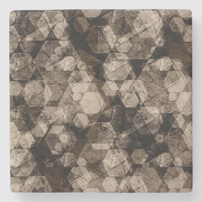 Dessous-de-verre En Pierre hexagones Brown. (Devant)