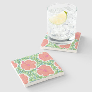Dessous-de-verre En Pierre Hibiscus Pop Art Motif