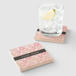 Dessous-de-verre En Pierre Hibiscus rose, Fleurs roses, Votre nom