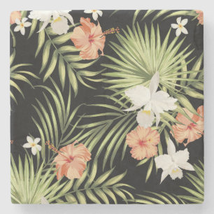Dessous-de-verre En Pierre Hibiscus tropicaux : modèle floral Vintage