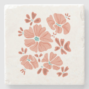 Dessous-de-verre En Pierre Hippie Blooms : Œuvre d'art abstraite sur le pouvo