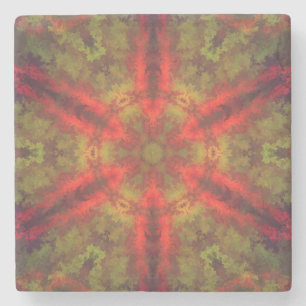 Dessous-de-verre En Pierre Hippie psychédélique rouge et jaune