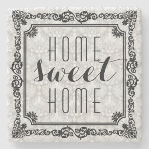 Dessous-de-verre En Pierre Home Sweet Home Black Frame