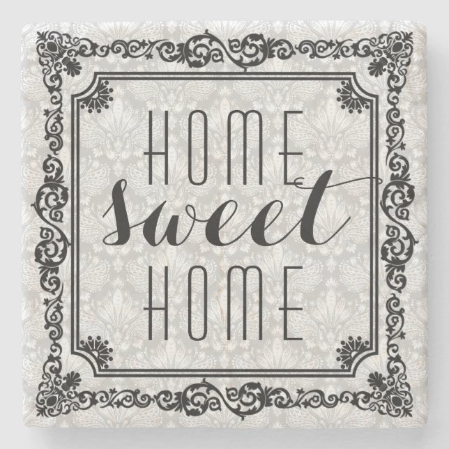 Dessous-de-verre En Pierre Home Sweet Home Black Frame (Devant)
