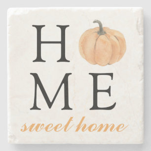 Dessous-de-verre En Pierre Home Sweet Home   Citrouille orange   Saison autom