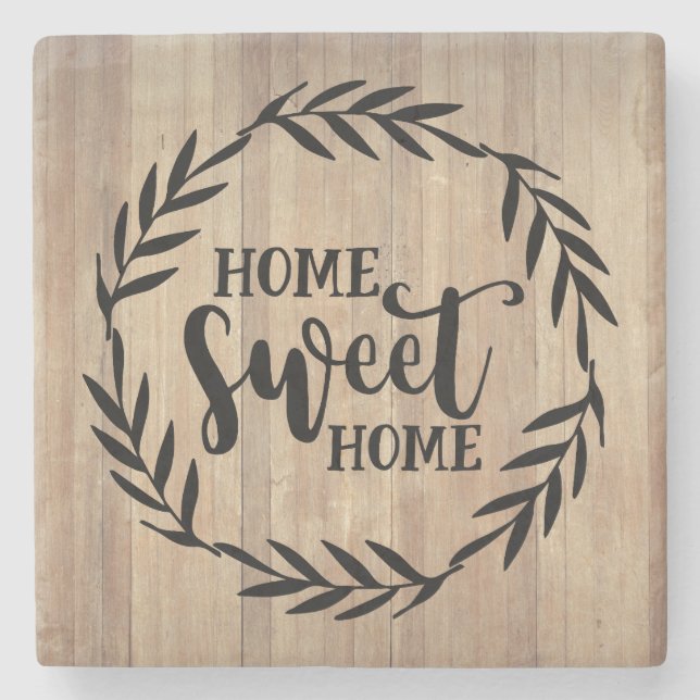 Dessous-de-verre En Pierre Home Sweet Home - Design bois - (Devant)