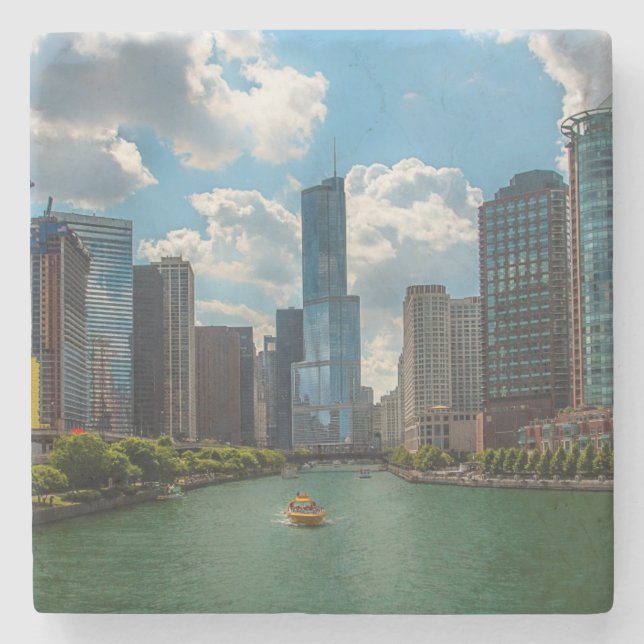 Dessous-de-verre En Pierre Horizon Chicago (Devant)