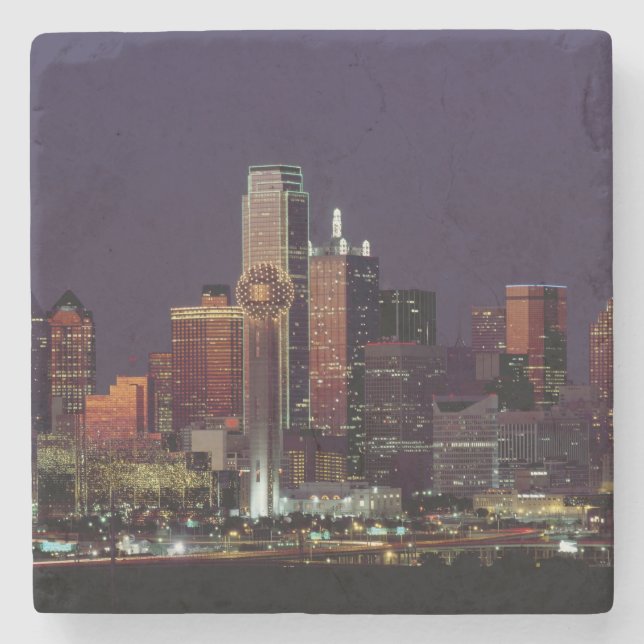 Dessous-de-verre En Pierre Horizon de Dallas la nuit (Devant)