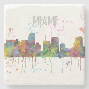 DESSOUS-DE-VERRE EN PIERRE HORIZON DE MIAMI LA FLORIDE