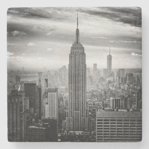 Dessous-de-verre En Pierre Horizon de New York City noir et blanc