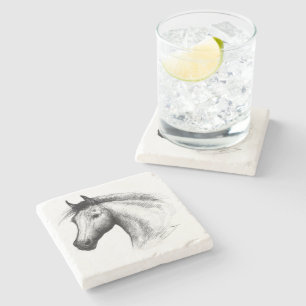 Dessous-de-verre En Pierre Horse : White