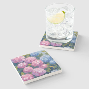 Dessous-de-verre En Pierre Hortensias d'été Fleurs côtières roses et bleues