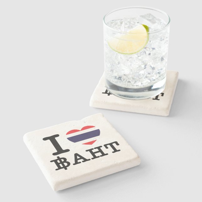 Dessous-de-verre En Pierre I Heart (Amour) Baht (Côté)