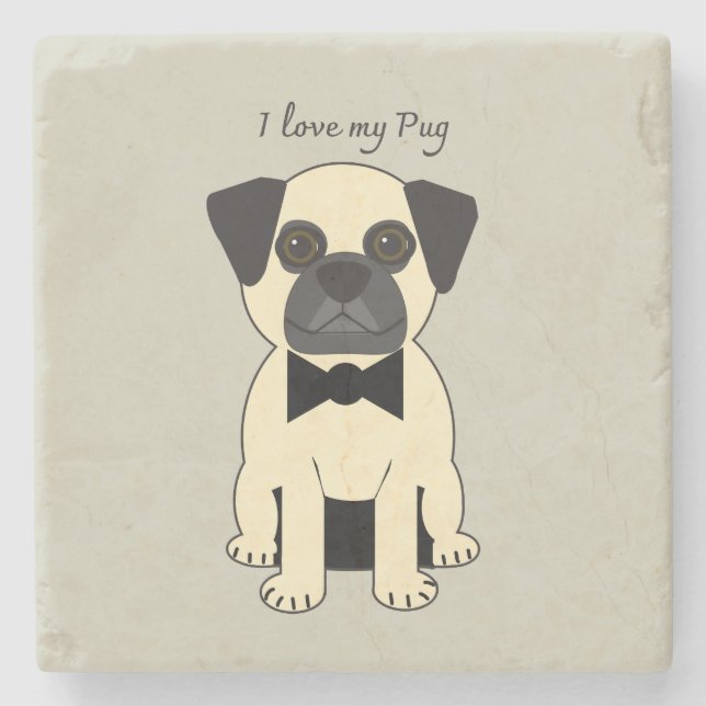 Dessous-de-verre En Pierre I Love My Pug (Devant)