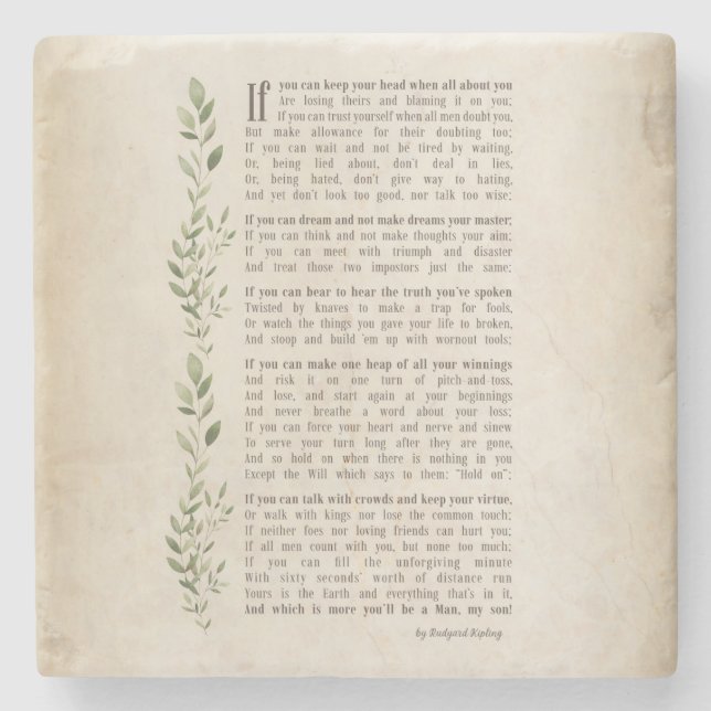 Dessous-de-verre En Pierre IF, Poème inspiré de Rudyard Kipling (Devant)