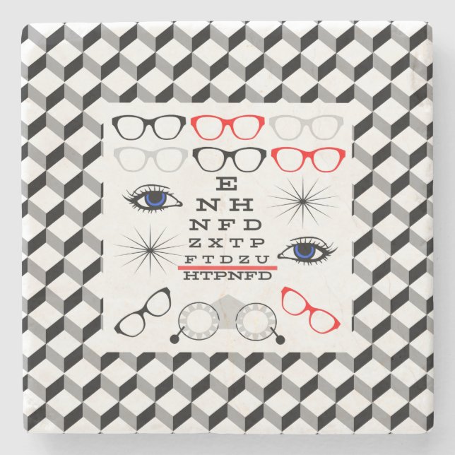 Dessous-de-verre En Pierre Illusion optique Diagramme visuel Docteur Motif op (Devant)